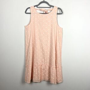 Ann Taylor LOFT Dress Womens Sz M Polka Dot Sleeveless Ruffle Hem Peach Color